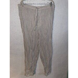 Club Room Mens Plaid Drawstring Pajama Pants off White L Linen Cotton NWT